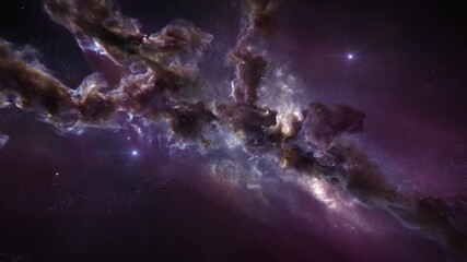 Wall Mural - moving under nebula background, animated