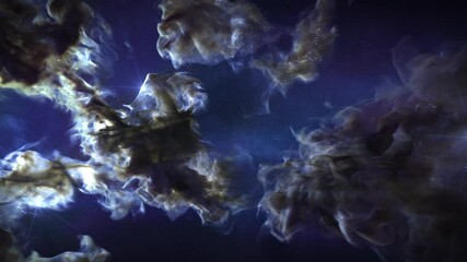 Wall Mural - blue nebula clouds, animated background