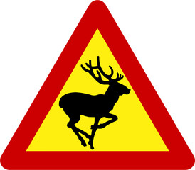 Sticker - Warning sign with deers on road