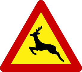 Sticker - Warning sign with deers on road