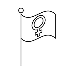 Poster - female gender symbol in flag line style icon