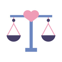 Poster - balance measure with heart love symbol flat style icon