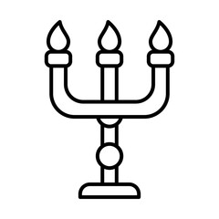 Sticker - chandelier with burning candles, line style