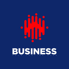 red business element logo at blue back ground