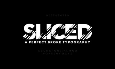 Leinwandbilder - Typography alphabet fonts set. Sliced stylish typeface. Vector illustration font a to z.