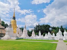 Beautiful Landscape Wat Suan Dok Temple In Chiang Mai, Thailand.