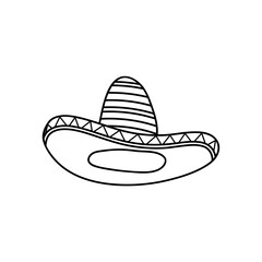 Sticker - icon of mexican hat, line style