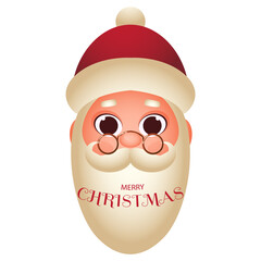 Canvas Print - Merry Christmas Text with Glossy Santa Claus Face on White Background