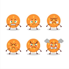 Wall Mural - Orange pie cartoon character with various angry expressions