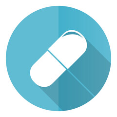 Aufkleber - Drugs vector icon, flat design blue round web button isolated on white background