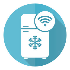 Aufkleber - Fridge with wifi blue vector icon, flat design illustration in eps 10
