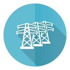 Aufkleber - Power line, energy towers blue vector icon, flat design illustration in eps 10