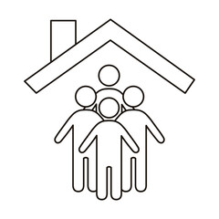 Sticker - group of male community figures in house line style icon