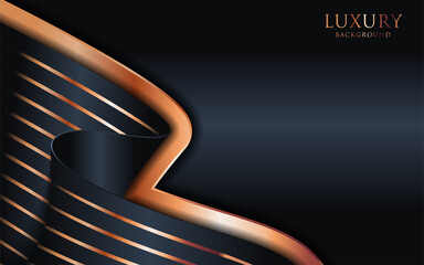 Poster - Luxury dark background combine with golden bronze lines and dots element.