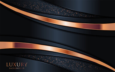 Poster - Luxury dark background combine with golden bronze lines and dots element.