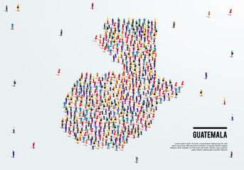 Guatemala Map. Large group of people form to create a shape of Guatemala Map. vector illustration.