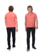© Curto - group of same  man with curly hair walking on white background, back and front view