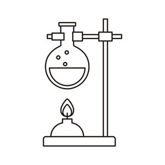 Poster - medical tube test flask in burner laboratory line style icon