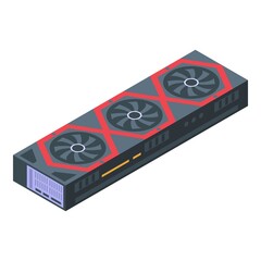 Poster - Triple fan video card icon. Isometric of triple fan video card vector icon for web design isolated on white background