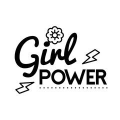 Sticker - girl power feminism lettering line style icon