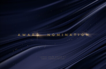 awarding the nomination ceremony luxury black wavy background with golden glitter sparkles. vector b