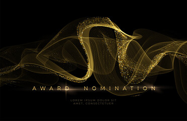 Wall Mural - Awards ceremony Luxurious black background with golden glitter waves. Award Nomination Background. Vector illustration