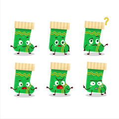 Poster - Cartoon character of green christmas socks with what expression