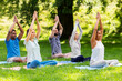 © Syda Productions - fitness, sport and healthy lifestyle concept - group of happy people doing yoga at summer park