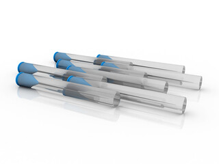 3D illustration group of Syringe needle