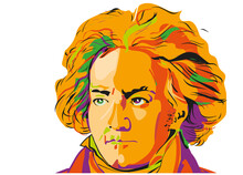 Colored Pop Art Portrait Of Ludwig Van Beethoven 