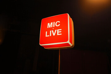 mic live scoreboard in TV studio