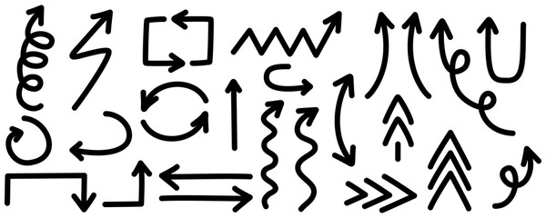 Poster - Set of hand-drawn arrows. Set of arrows for web pages. Vector illustration