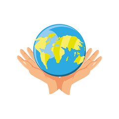 Wall Mural - international human rights, hands holding planet support detailed