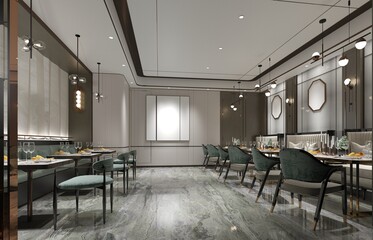 3d render of cafe restaurant interior view