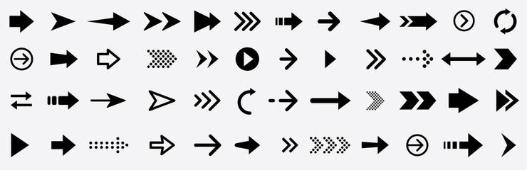 Sticker - Arrows set black icons.Arrows collection. Big set of Arrows design. Arrow icon.Modern simple arrows flat style for web design..Vector illustration
