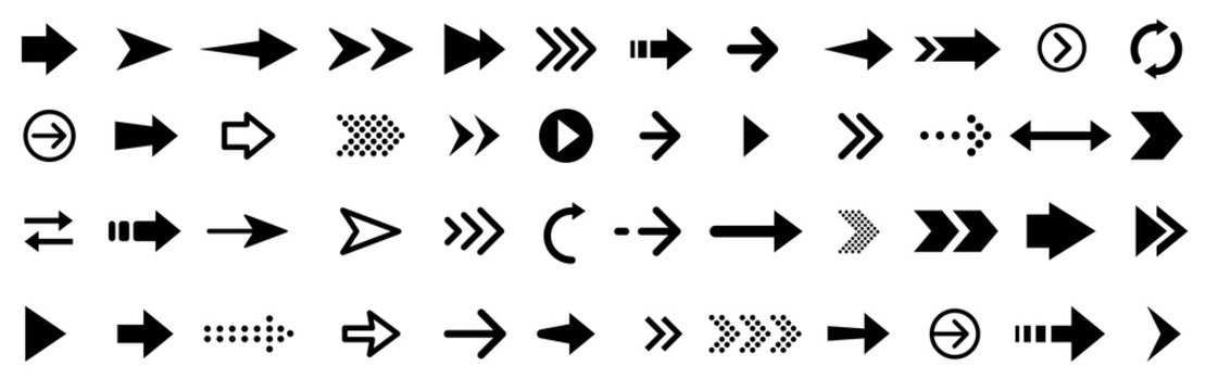 Arrows set black icons.Arrows collection. Big set of Arrows design. Arrow icon.Modern simple arrows flat style for web design..Vector illustration