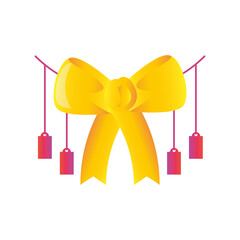 Canvas Print - shopping day, gift bow with hanging tag price offer detailed