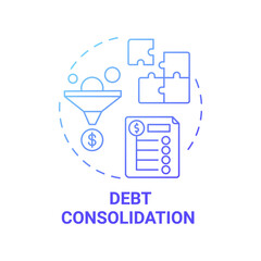 Sticker - Debt consolidation concept icon. Mortgage refinance benefit idea thin line illustration. Single payment. Several unsecured debts combination. Second mortgage. Vector isolated outline RGB color drawing