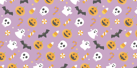 Canvas Print - Halloween pattern wallpaper (Purple)