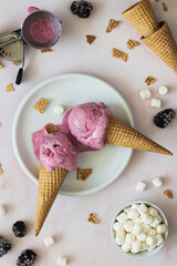 Wall Mural - Blackberry Ice Cream with Marshmallows