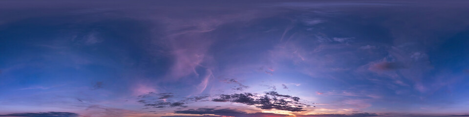 Wall Mural - seamless dark blue and pink sky before sunset hdri panorama 360 degrees angle view with beautiful cl