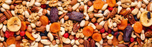 Background From Various Nuts And Dried Fruits