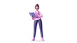 © wowomnom - 3d busines woman in glasses with a book on white background