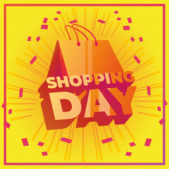 Canvas Print - shopping day bag with confetti poster or banner celebration special