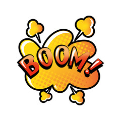 Sticker - comic speech bubble with text boom on white background