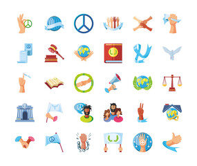 Wall Mural - international human rights, global awareness campaign and unity icons detailed