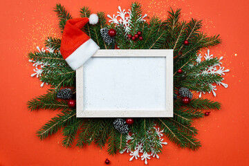 Wall Mural - christmas holiday background with christmas tree and christmas decorations. christmas greeting card,