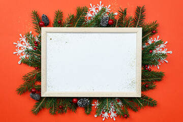 Wall Mural - christmas holiday background with christmas tree and christmas decorations. christmas greeting card,