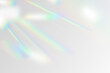 © svetolk - Vector illustration of rainbow flare overlay effect mockup. Blurred reflection crystal rays, shadows and flash on background. Natural iridescent light backdrop