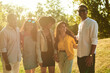 © etonastenka - Group of happy friends having fun outdoor. Young diverse culture people and friendship concept